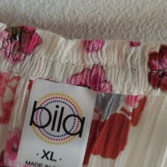 Bila Cream and Pink Tropical Floral Print Sleeveless Tank Midi Sundress - Picture 3 of 7